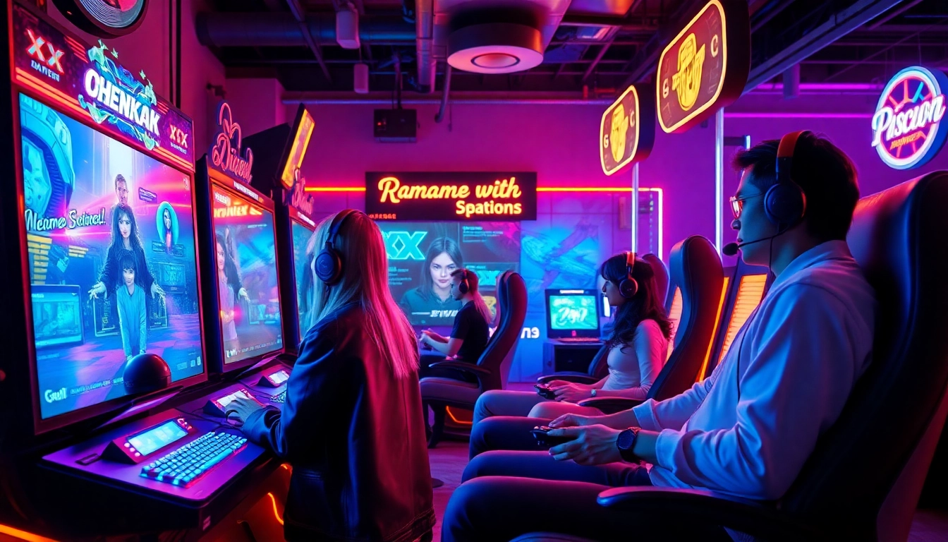 Players immersed in an exciting XXX game experience in a vibrant gaming setup.