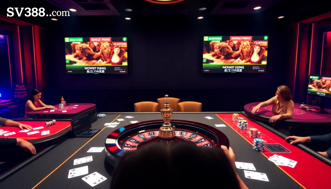 Engaging gambling action on SV388.com with vibrant casino tables and live gameplay visuals.