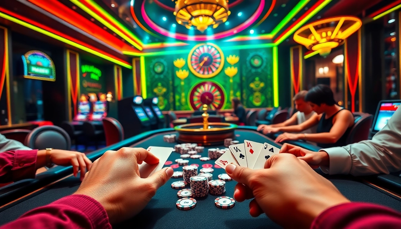 Experience thrilling gameplay at Hi88's high-stakes poker tables surrounded by casino luxury.