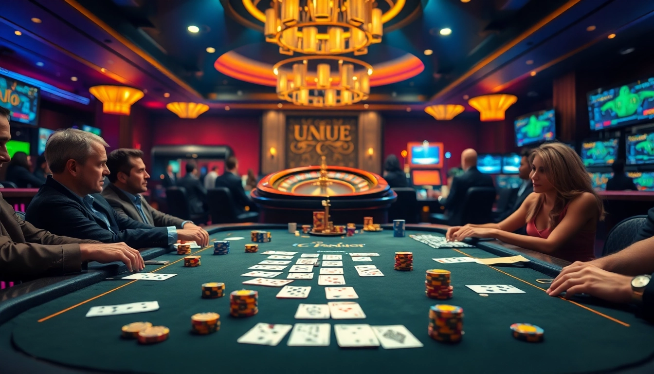 Gambling at 11UU with vibrant poker chips and a roulette wheel, evoking excitement.