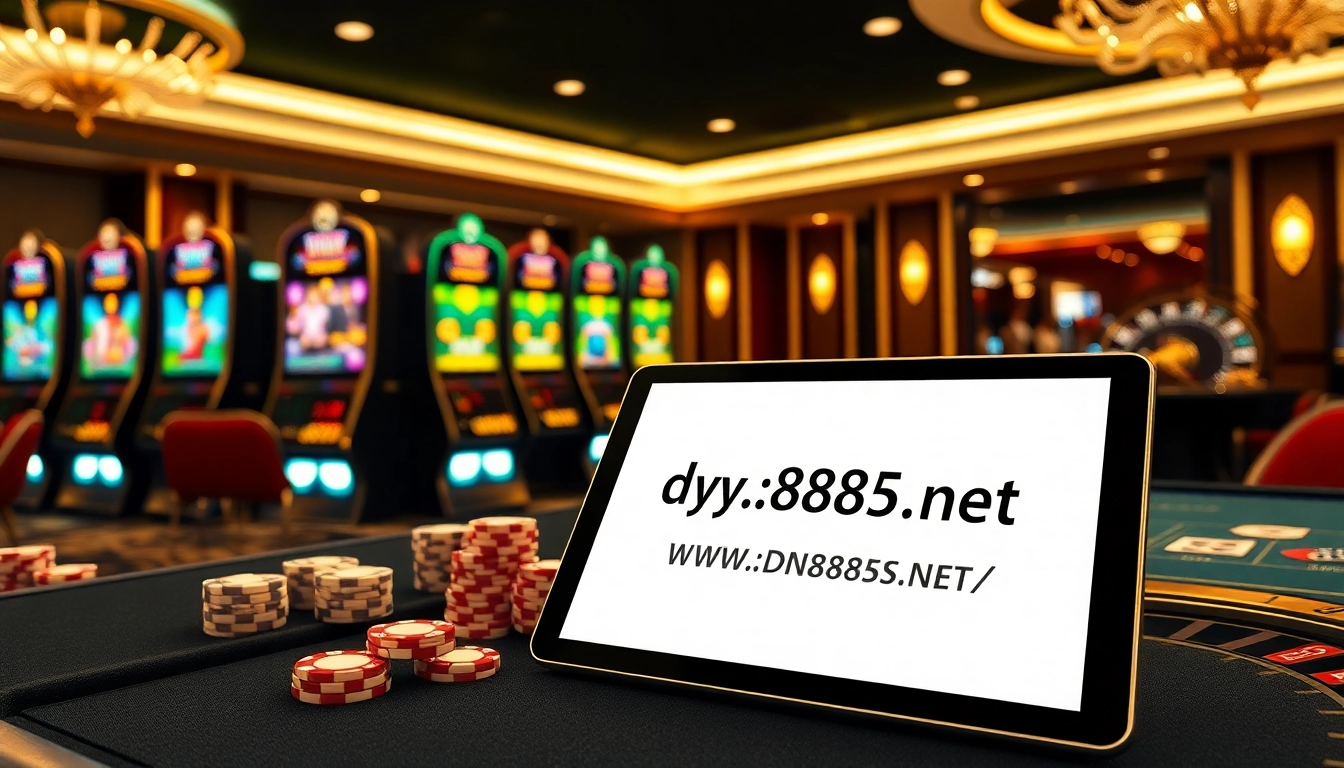 The vibrant online gambling scene at https://dn88s.net/ featuring poker chips and roulette for an exciting casino experience.