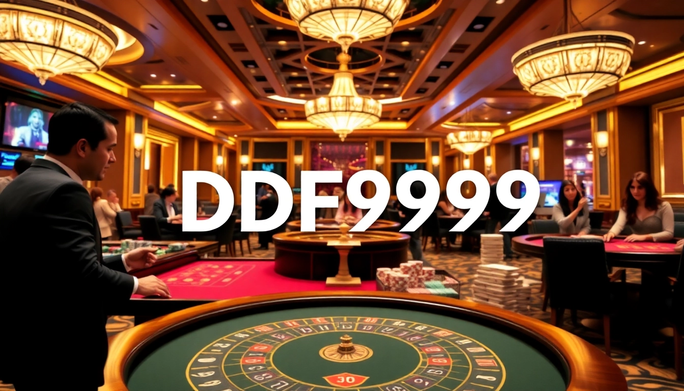 Engage in thrilling gameplay with DF999 at a luxury casino table filled with chips and cards.
