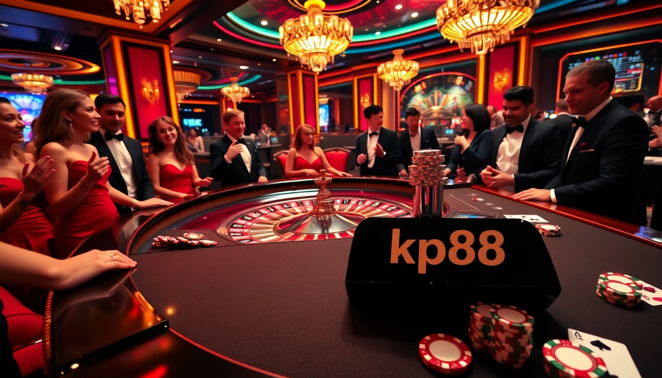Players enjoying the thrilling game at a luxurious casino featuring kp88 roulette table.