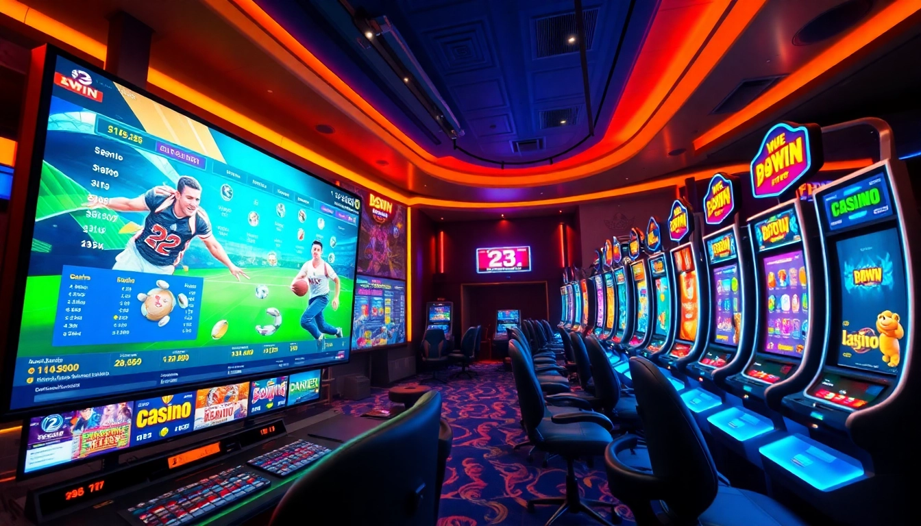 A dynamic gaming interface for 23WIN showcasing various online betting options and an engaging atmosphere.