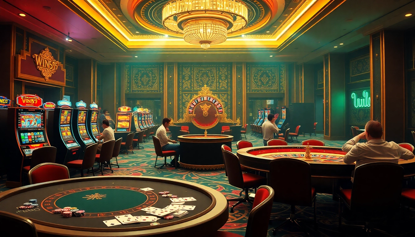Experience the thrill of gambling at Win55 with vibrant casino tables and exciting slot machines.