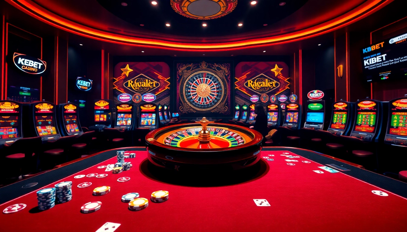 KBBET players strategizing at a luxury casino table with poker chips and cards.