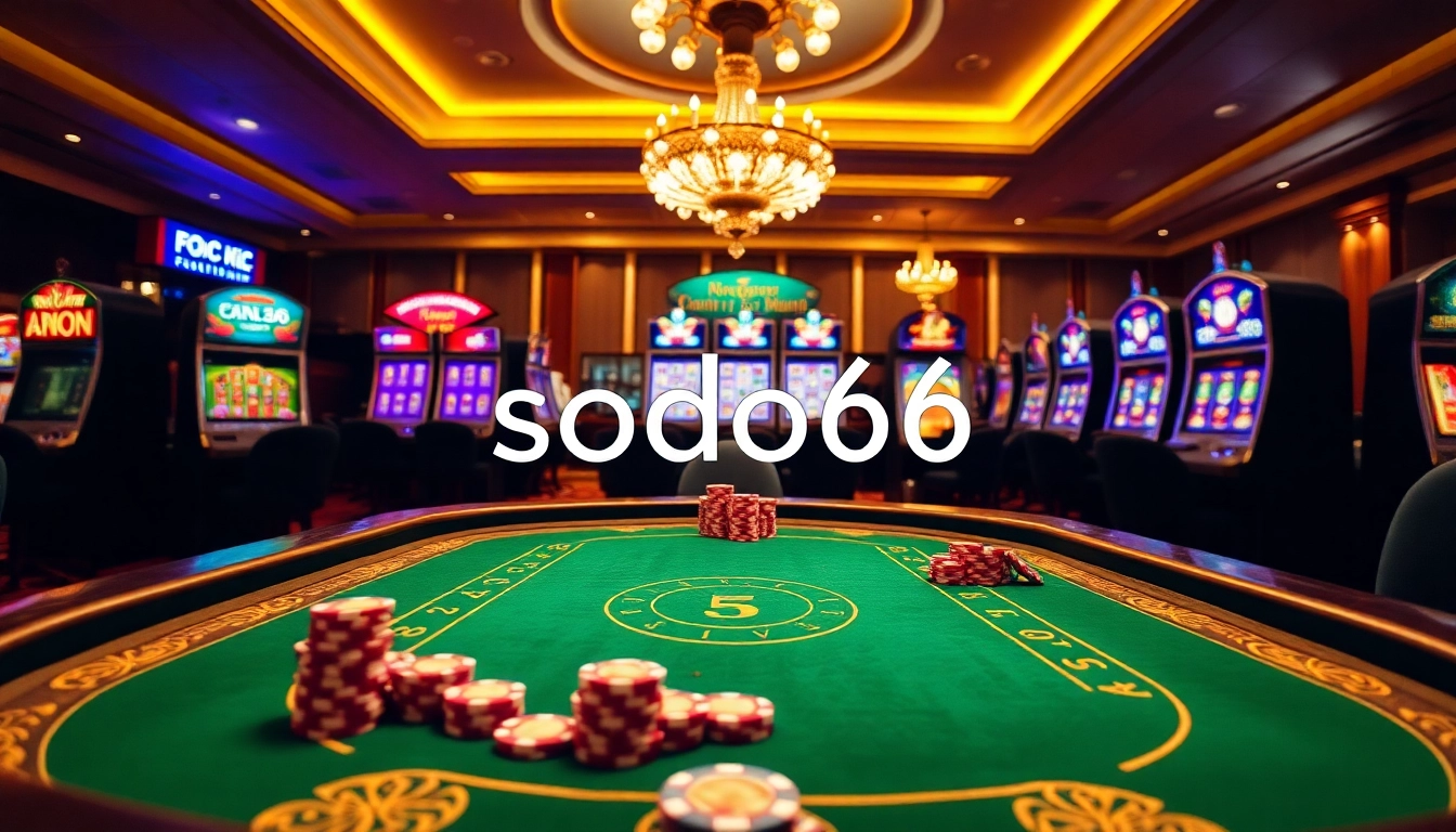 Engaging poker game at sodo66 casino with vibrant chips and elegant surroundings.