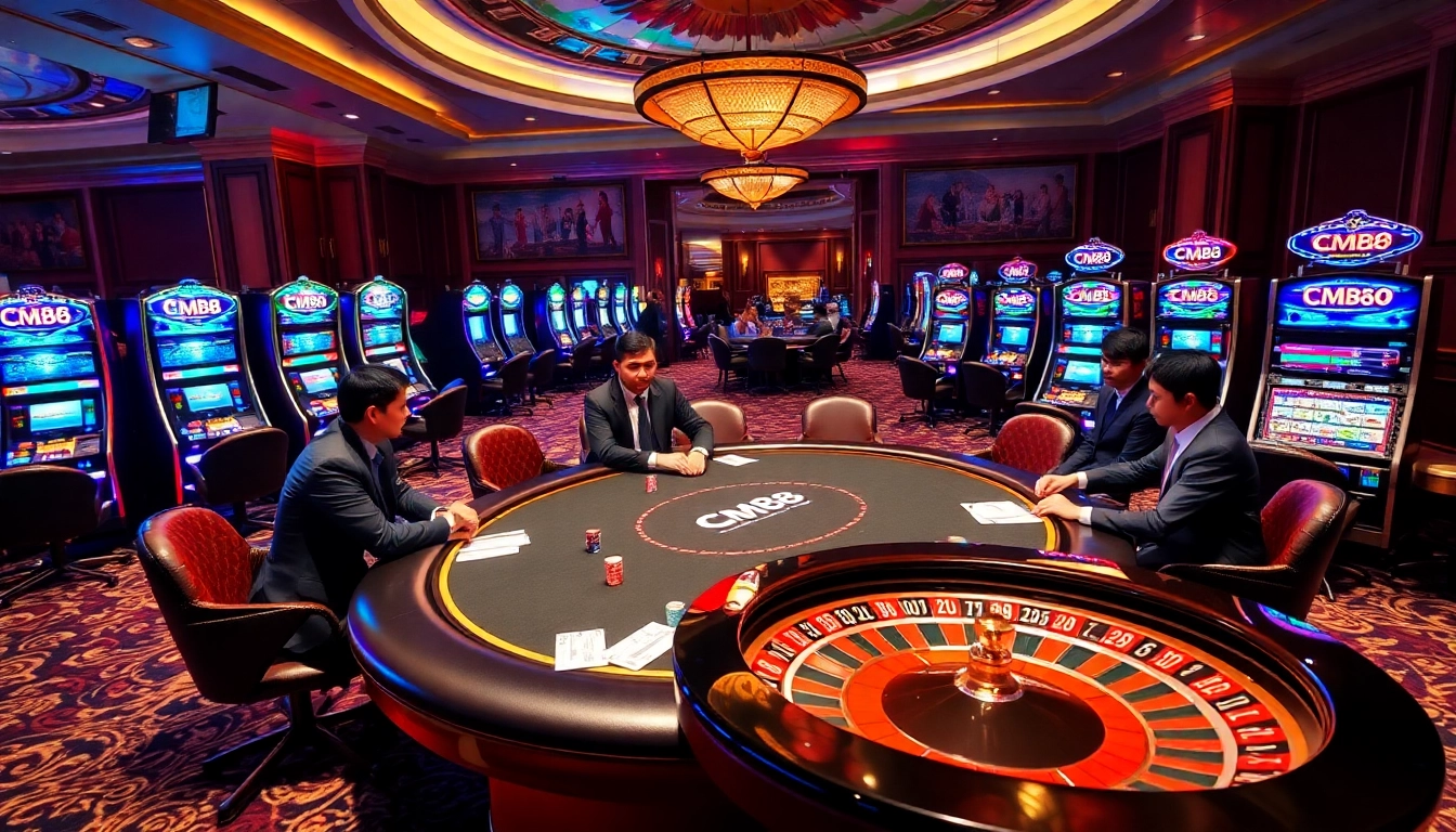 Experience the thrill of gaming at the CM88 poker table in a luxurious casino setting.