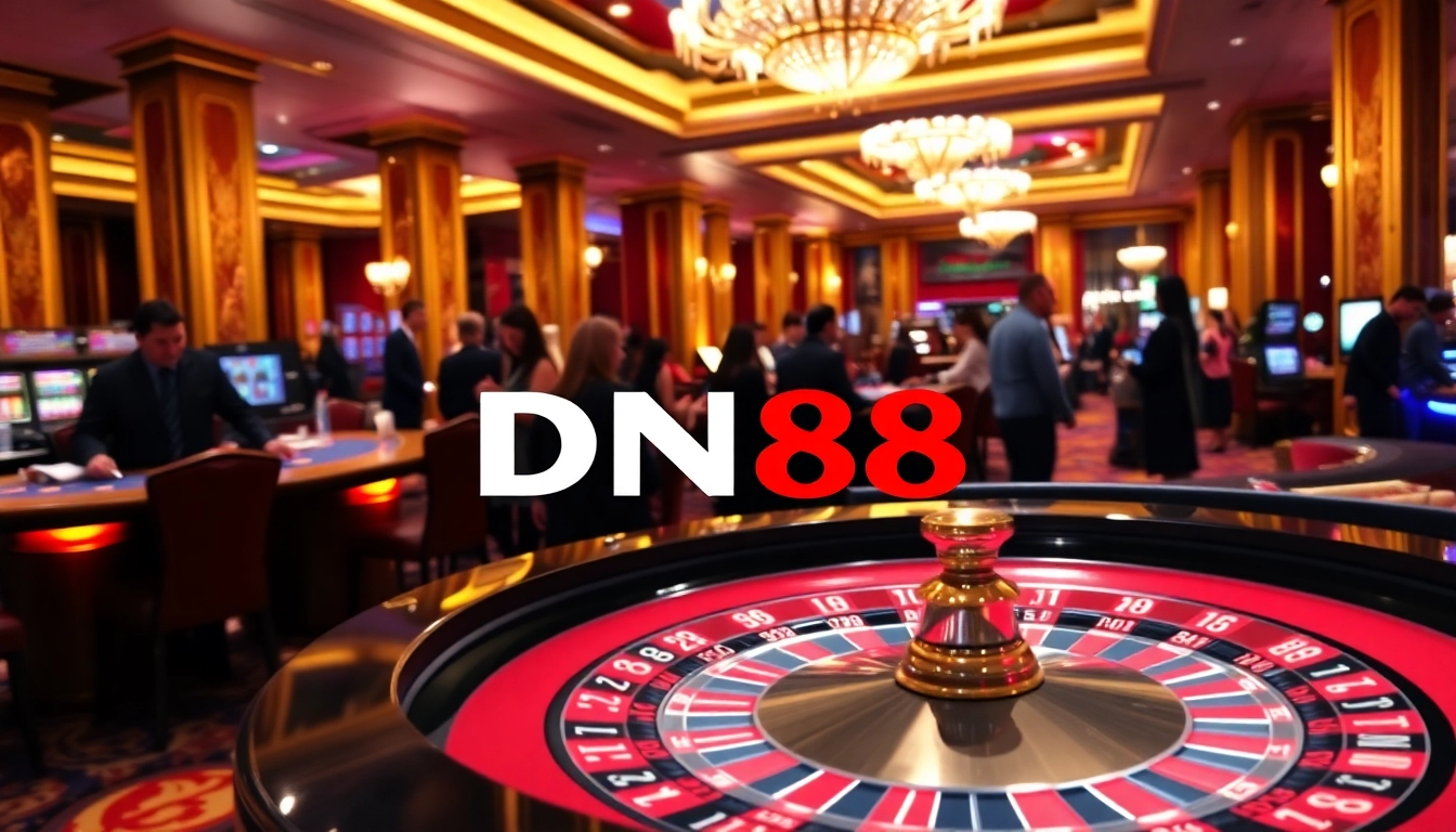 Experience thrilling bets at DN88 casino with luxurious tables and vibrant gambling action.