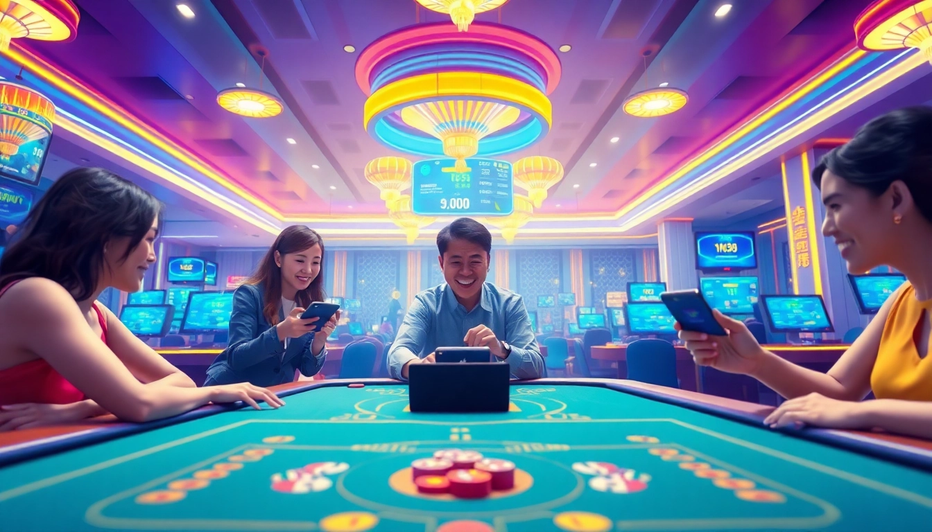 Tài Xỉu Uy tín showcased in an engaging online gaming scene with vibrant colors.