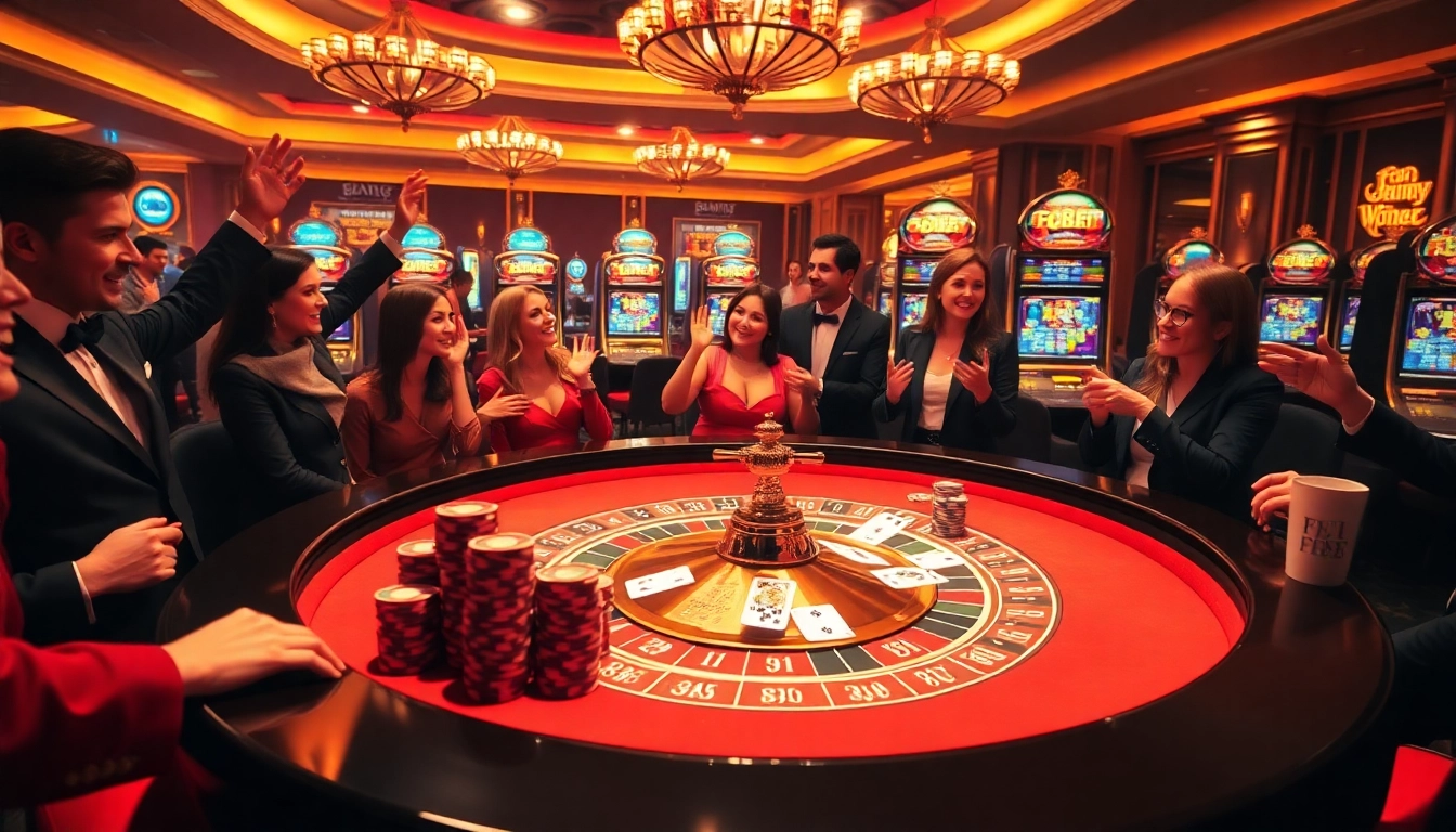 Experience the excitement at Febet's luxurious casino table with vibrant lights and action.