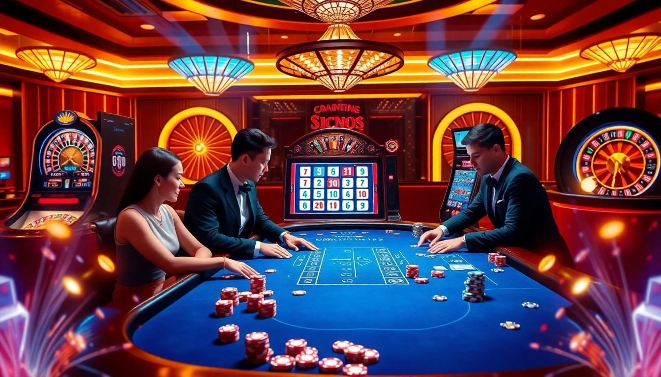 Experience excitement at VZ99 casino with gamblers placing bets at a vibrant poker table.