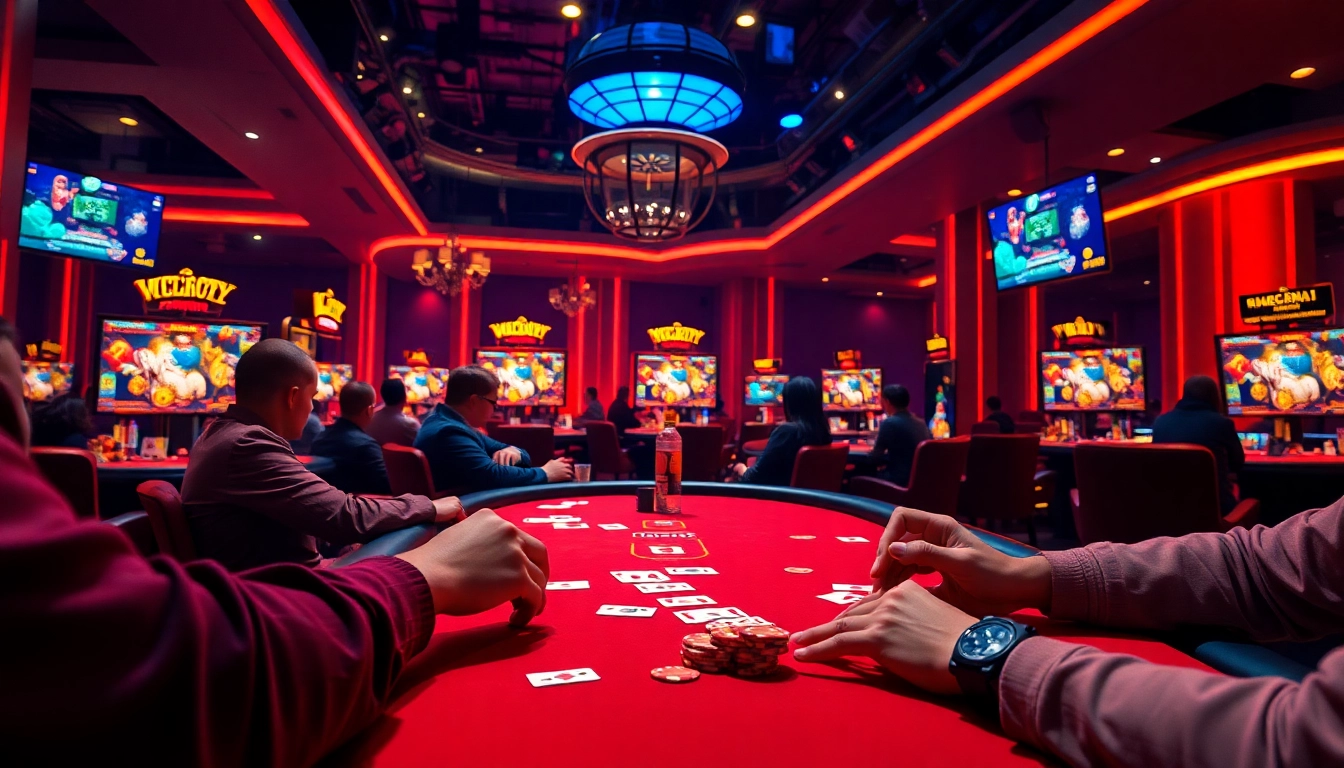 Engaging online gaming scene at gamebaidoithuong.trading featuring card games and players in action.