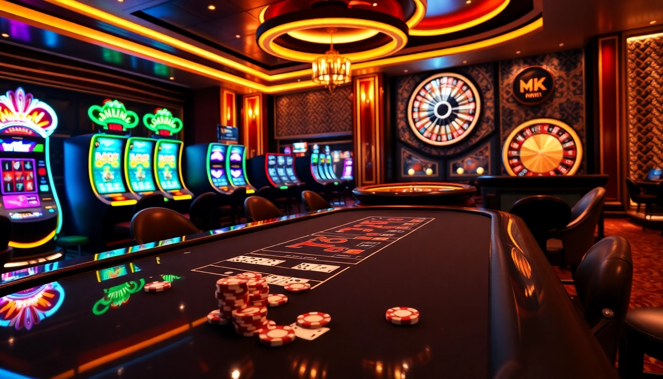 Experience the thrilling atmosphere of MK8 casino with vibrant slot machines and exciting games.