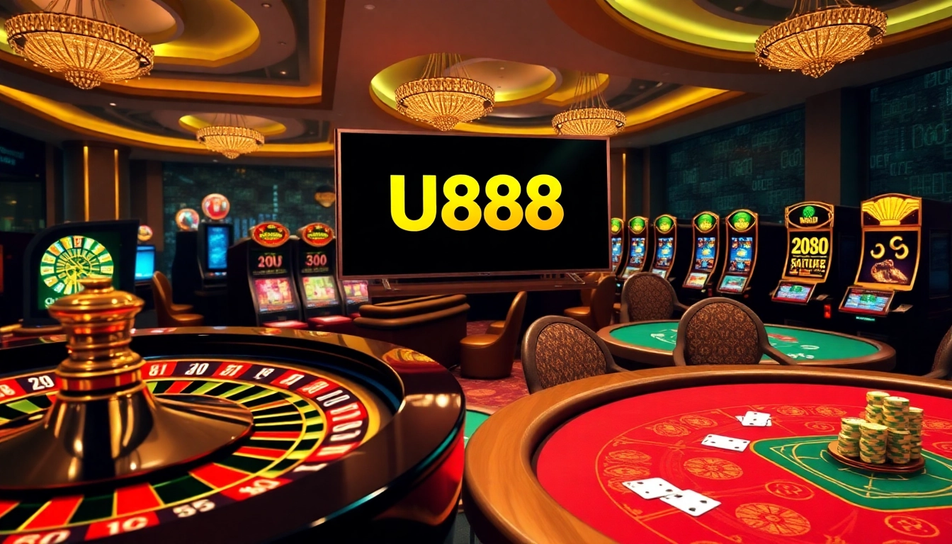 Experience the excitement of U888 online gambling with vibrant casino visuals and dynamic gameplay elements.