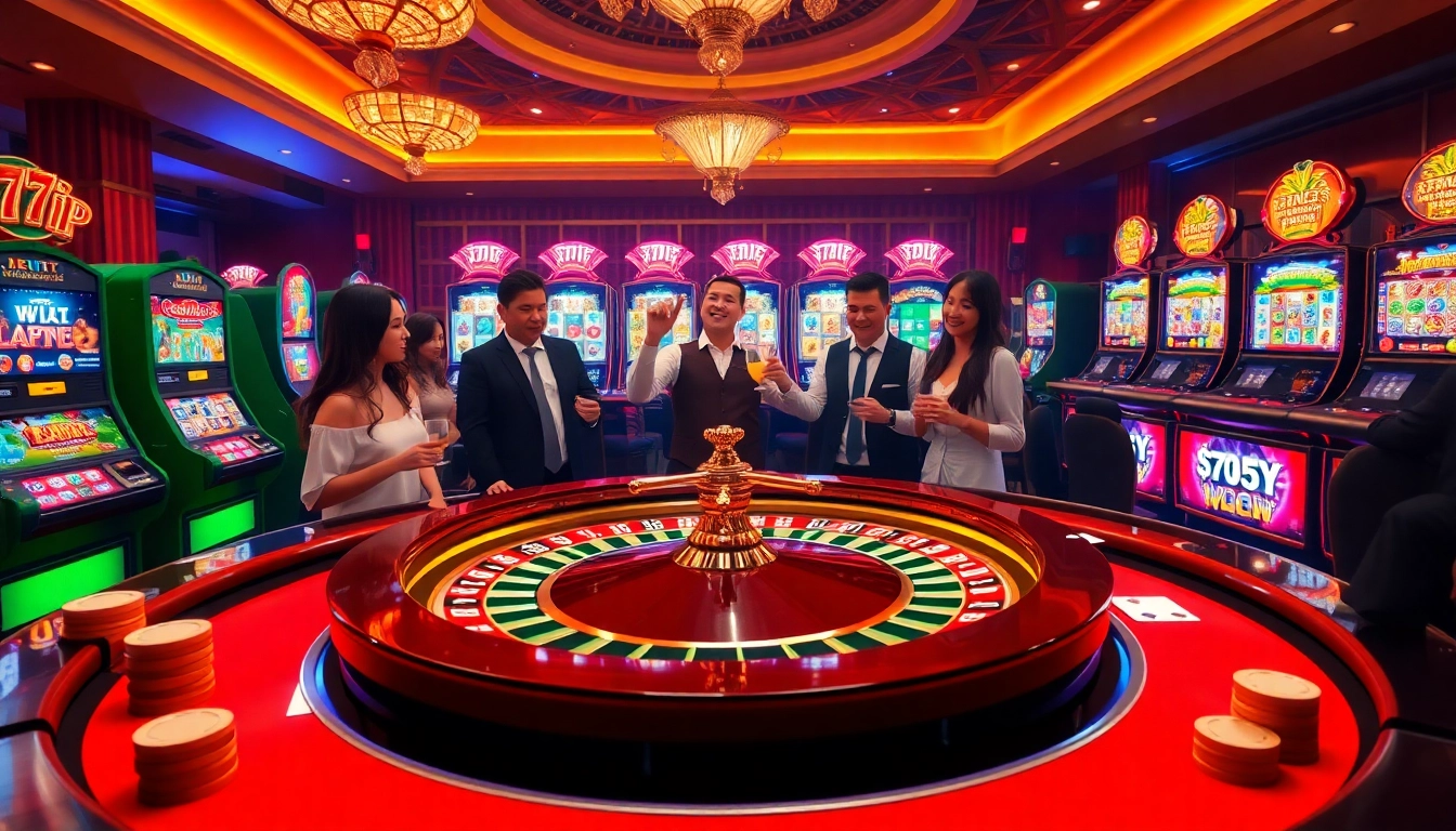 Experience thrilling gameplay at 777vip.dev with vibrant casino tables and slot machines.