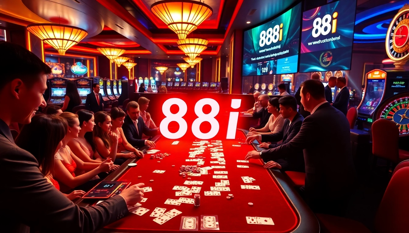 Players enjoying a thrilling game at 88i casino with vibrant atmosphere and engaging tables.