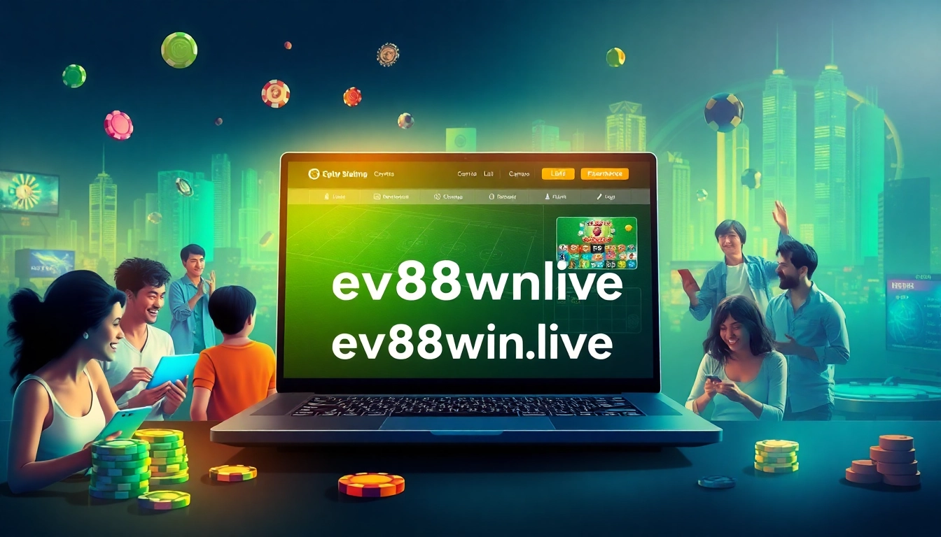 Engaging online gaming scene featuring ev88win.live with players enjoying casino games and sports betting.