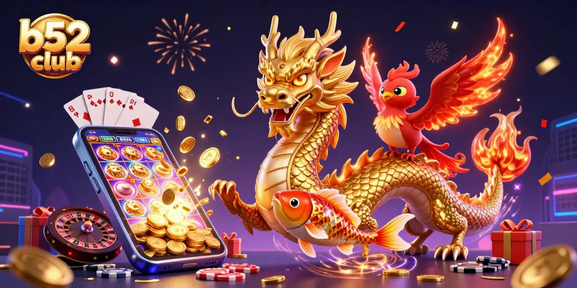 Experience the thrill of gameplay at b52 club, featuring vibrant slot symbols and engaging characters.