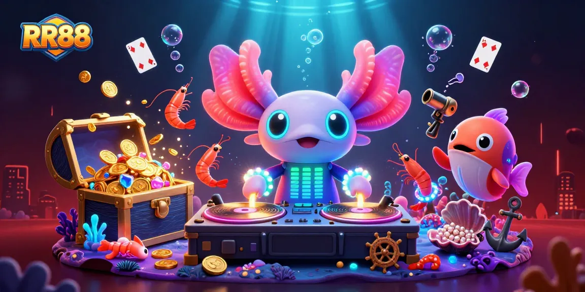 Experience RR88's vibrant casino atmosphere with dynamic gaming elements in a lively underwater scene.